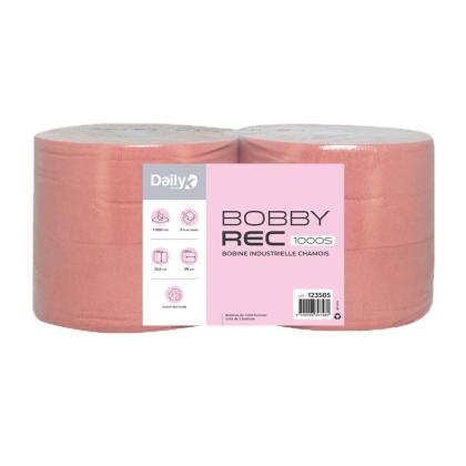 Bobine papier essuie tout chamois Bobine recyclée 1000 feuilles 24x22 cm - Lot de 2 bobines
