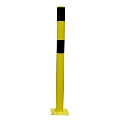 Poteau de protection acier avec platine 6 fixations - tube Ø273 mm - noir/jaune