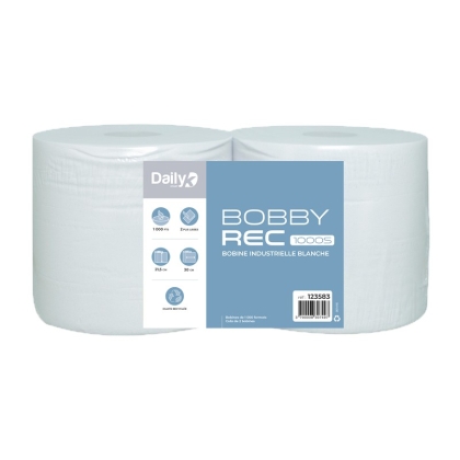 Bobine papier essuie tout chamois Banc Bobine recyclée 1000 feuilles 24x22cm - Lot de 2 bobines